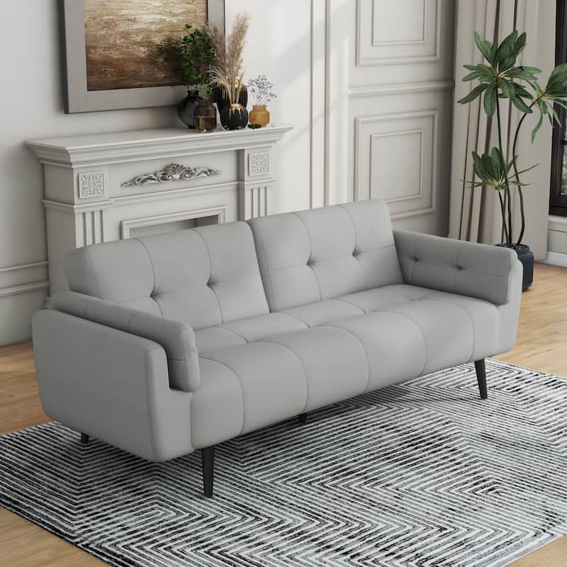 75" Convertible Sleeper Futon Sofa Bed With Adjustable Tufted Back