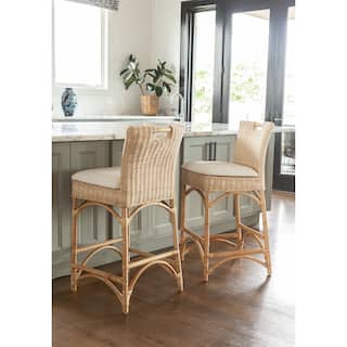 Handmade Natural Rattan Cushioned Bar Stool by East at Main