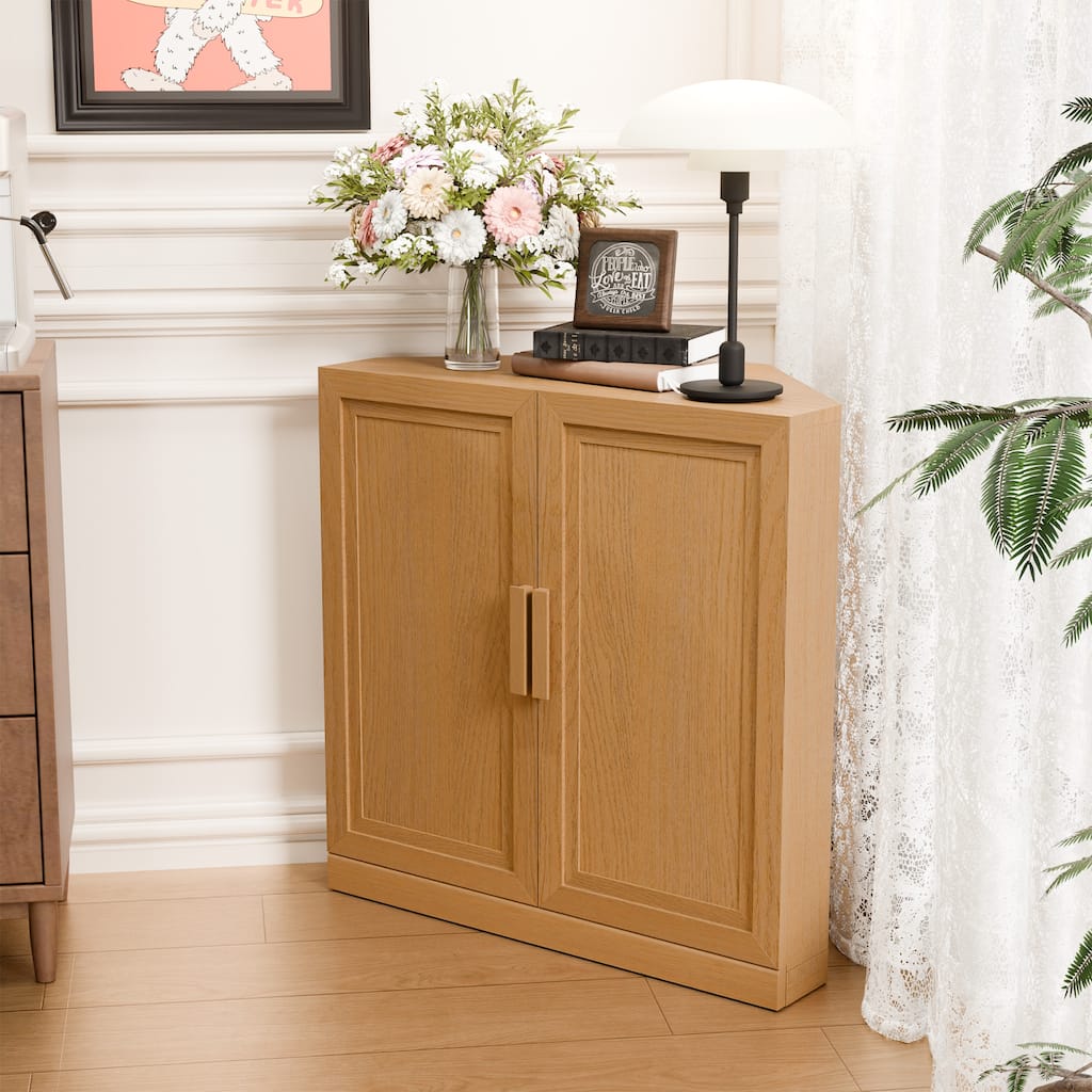 31"H Corner Sideboard Cabinet Free-Standing Corner Storage Organizer