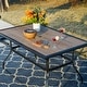 preview thumbnail 3 of 11, Wood-look PVC Patio Dining Table Steel Large Rectangular Table with Umbrella Hole