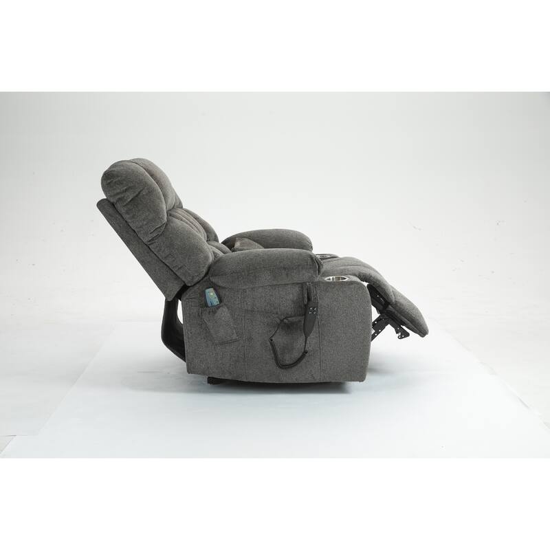 Lift Recliner Chair with Heat & Massage, Dual OKIN Motor Heavy-Duty Recliner Chair, Lounge Chair with Side Pockets & Cup Holders