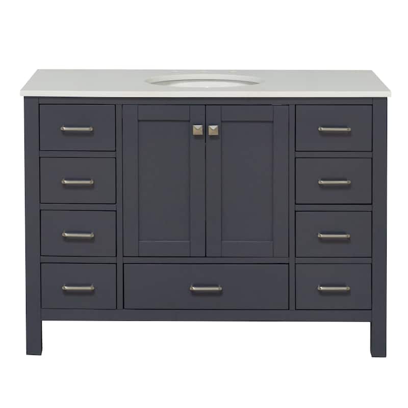 KitchenBathCollection Horizon 48" Bathroom Vanity with Engineered White Top
