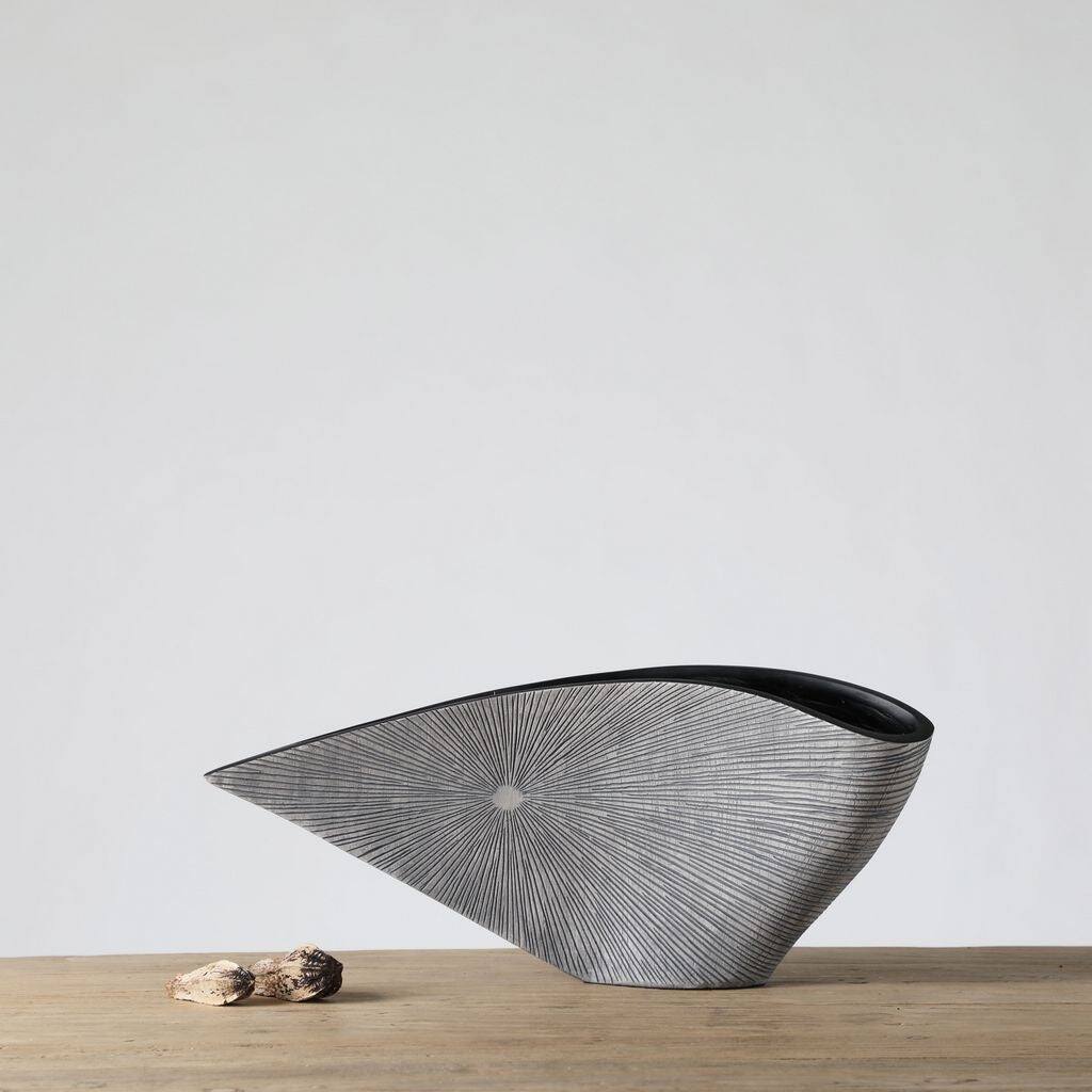 Grey Asymetrical Polyresin Vase