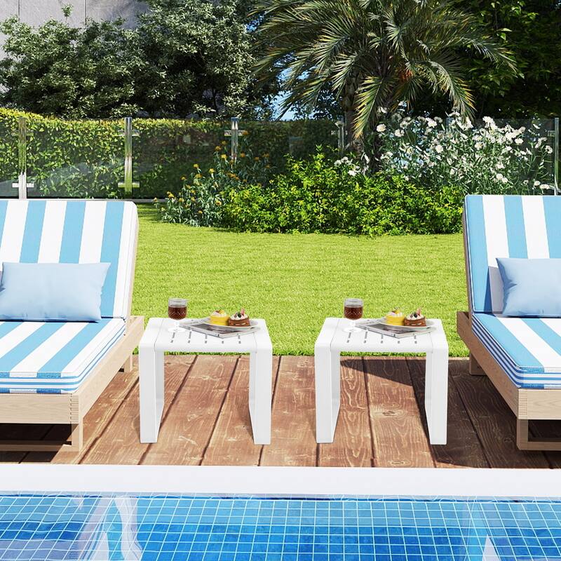 Gymax Outdoor Side Table Set of 2 18'' Weather Resistant Adirondack