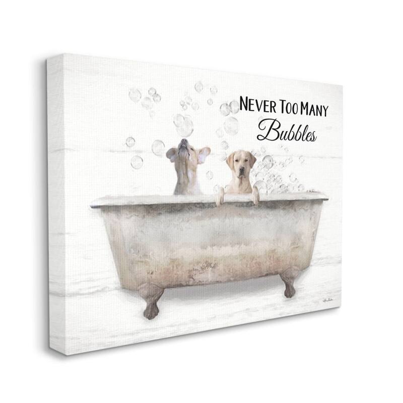 Stupell Never Too Many Bubbles Quote Family Pet Dog Bath Canvas Wall Art - Beige