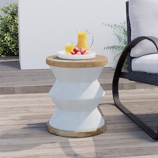 COSIEST Outdoor Patio Lightweight Concrete Accent Table, Garden Stool