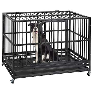 48 " Heavy Duty Dog Crate with Wheels & Brakes