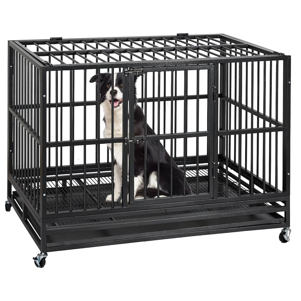 48 " Heavy Duty Dog Crate with Wheels & Brakes