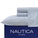 preview thumbnail 34 of 139, Nautica Cotton Percale Deep Pocket Bed Sheet Sets Full - Penny Pinstripe Blue