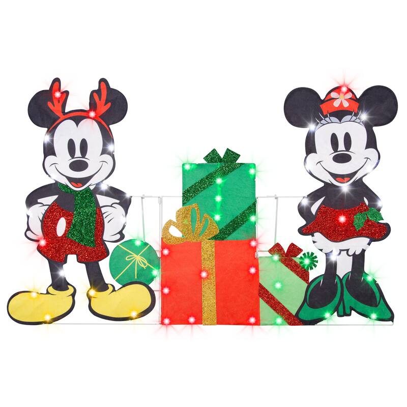 Holiday Flat-tastics-Lighted KD Mickey and Minnie w/Presents Scene-Disney
