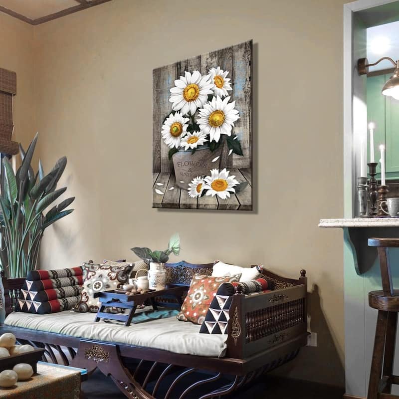 White Sunflower Wall Art Decor