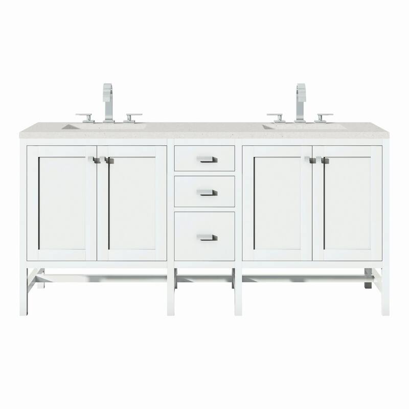 James Martin Vanities E444-V72-3LDL Addison 72" Double Basin Wood - Glossy White - Painted