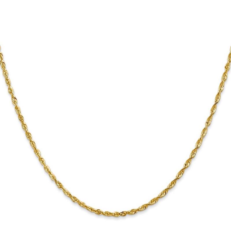 Curata 10k Yellow Gold Solid 2.0mm Diamond-cut Light Rope Chain Necklace (Lobster) Options 16 18 20 22