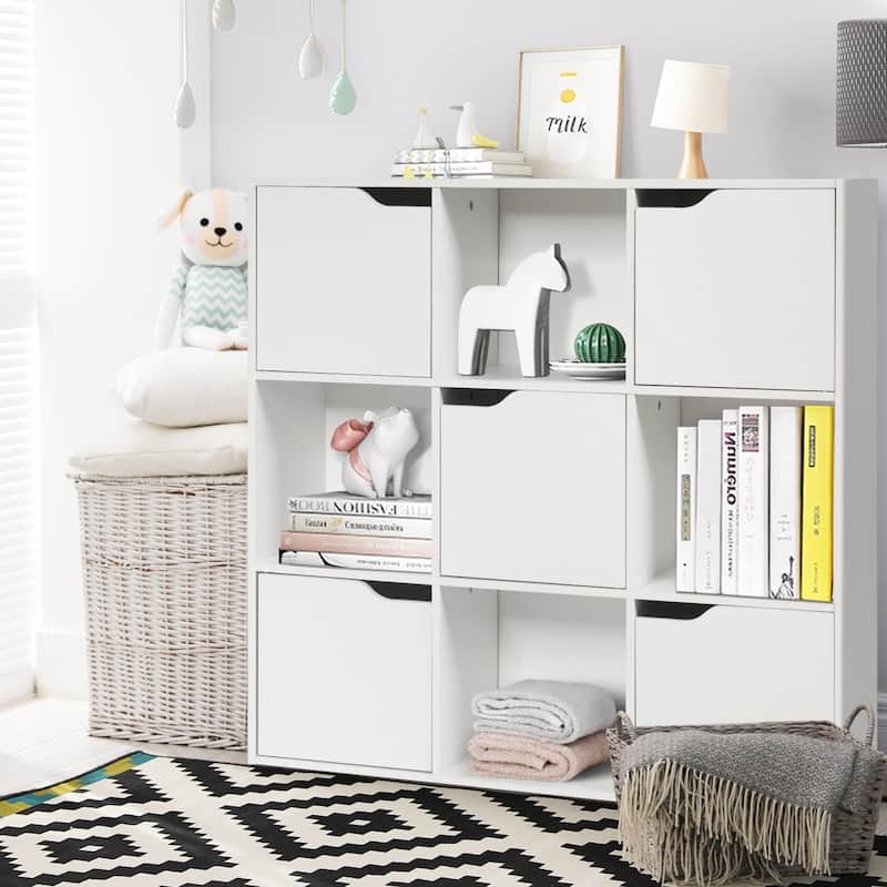 9 Cube Wooden Bookcase Freestanding Storage Shelf for Home Office