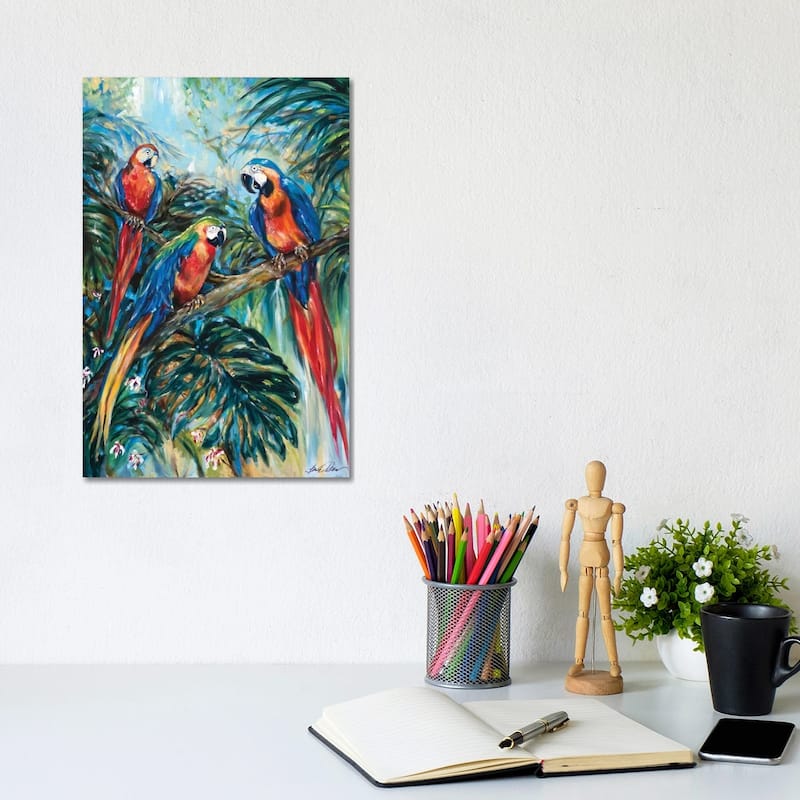 iCanvas "Parrot Choir" by Linda Olsen Canvas Print - 12x8x0.75