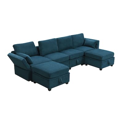 Reversible Sectional Sofa w/Storage Seat,Adjustable Armrests&Backrests