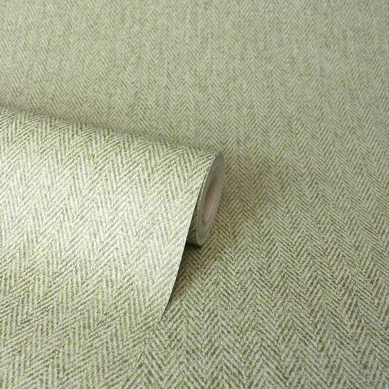 Fine Decor Theo Light Green Chevron Wallpaper