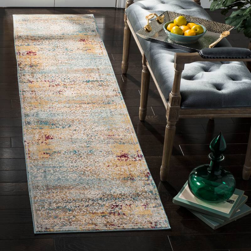 SAFAVIEH Aria Anet Vintage Boho Oriental Rug - 2' x 8' Runner - Yellow/Cream