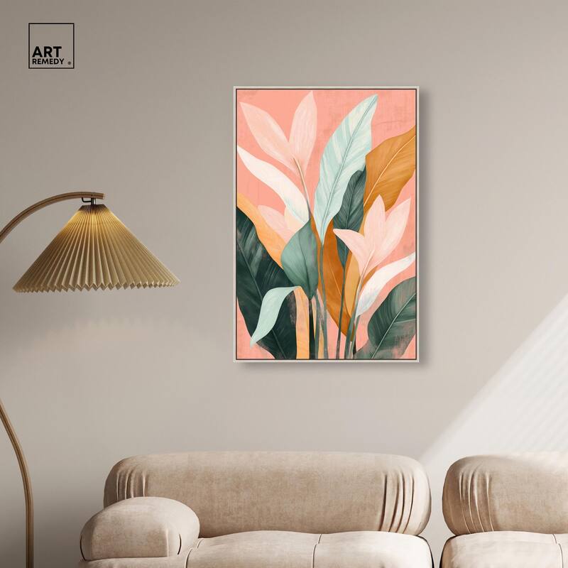 Peach and Palm Canvas by Art Remedy