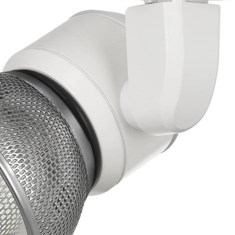 10W Integrated LED Metal Track Fixture with Mesh Head, White and Silver
