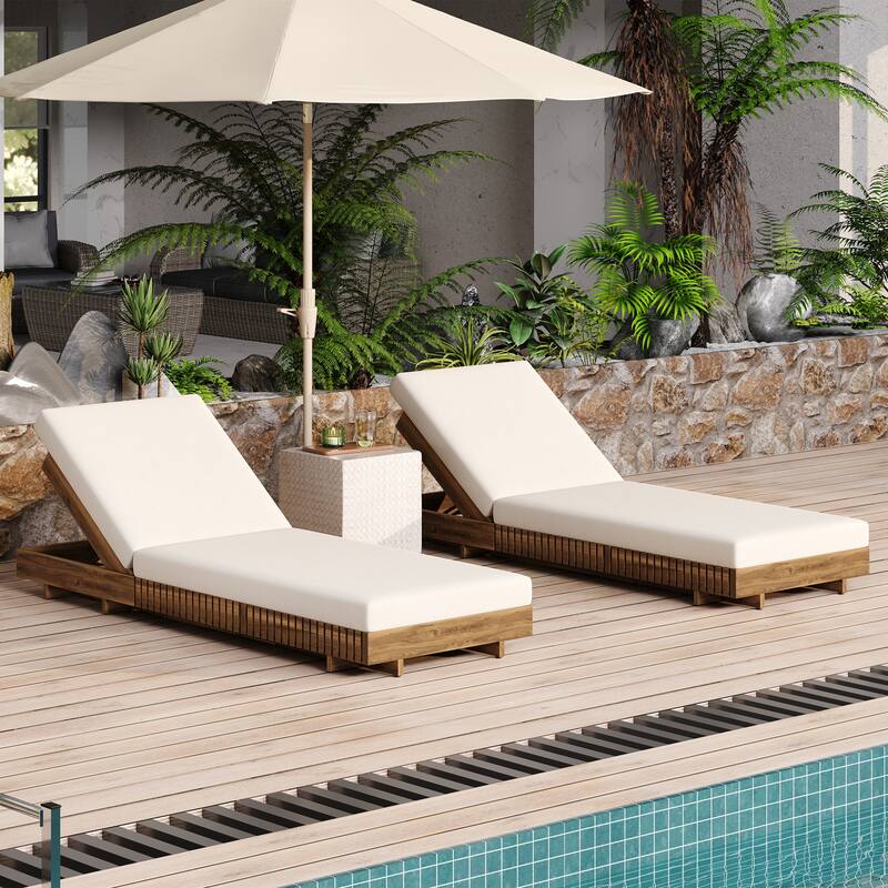 Christopher Knight Home - Emma Patio Acacia Wood Chaise Lounge Set of 2