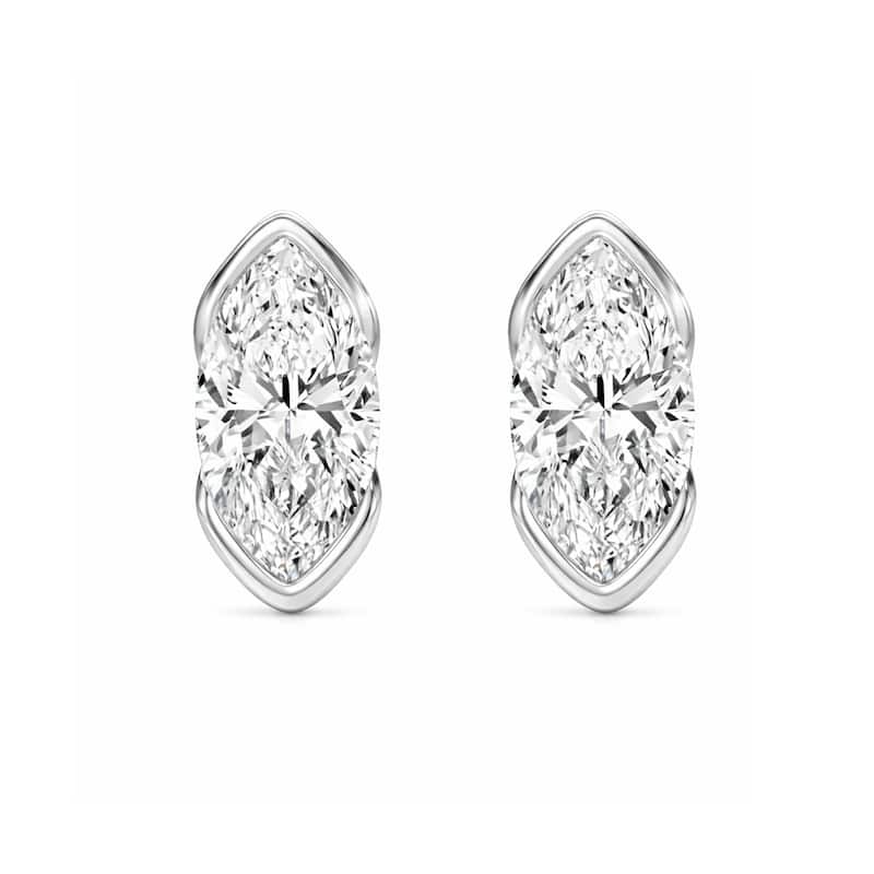 Auriya 14k Gold Lab Grown Marquise Diamond Stud Earrings 0.50 to 8.00 ct. tw. Push-Back (F-G VS) - White