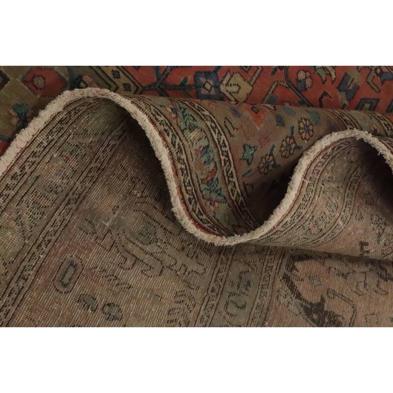 Hand Knotted Oriental 100% Wool Carpet Traditional Medallion Coral Tabriz Area Rug - 10' 9'' X 7' 8''