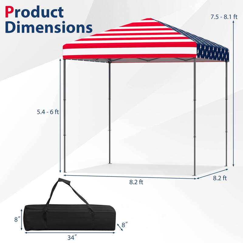 Gymax Patio 6.6x6.6ft Outdoor Pop-up Canopy Tent Portable Sun Shelter