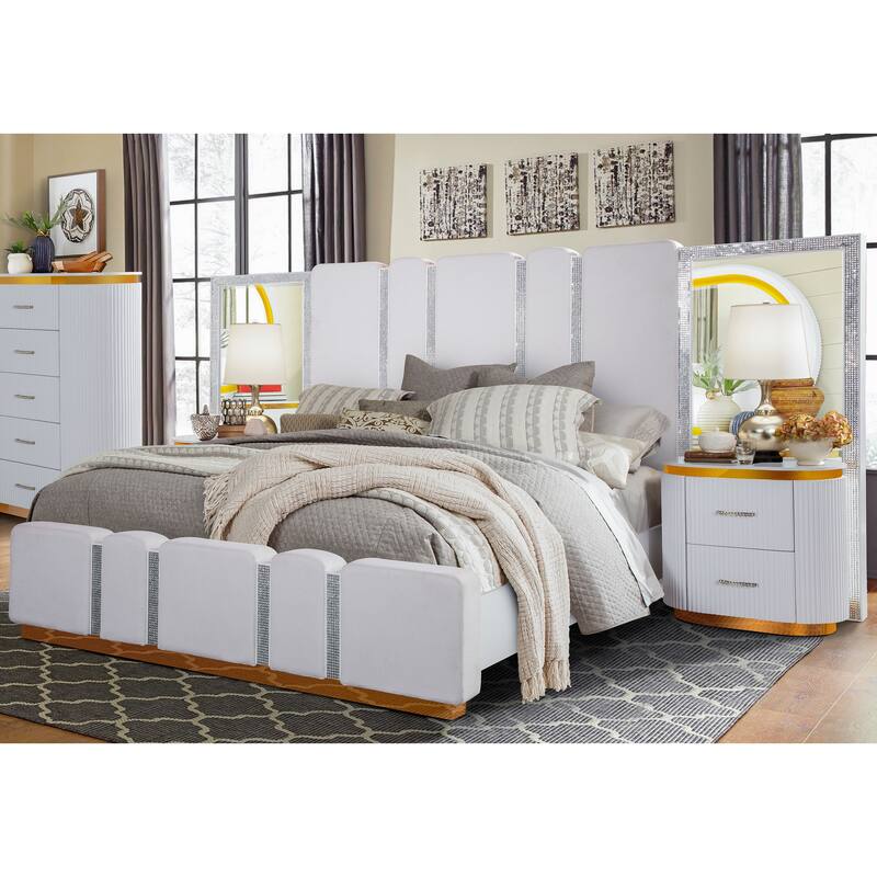 Zoe Crystal Bedroom Set with LED Lighting