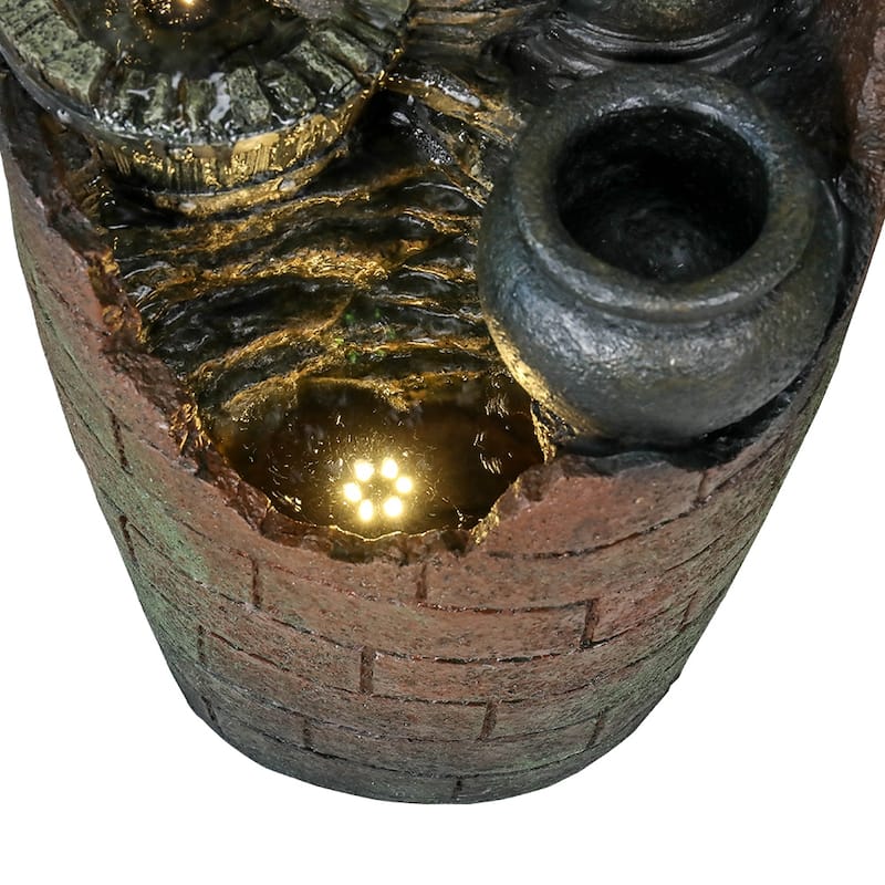 32.6-inch High Water Pump Cascading Water Fountain with LED Lights