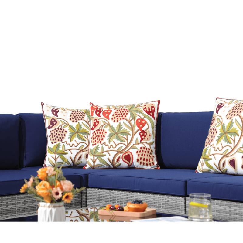 15 Piece Wicker Set Patio Sofa Furniture with Fire Pit And Table