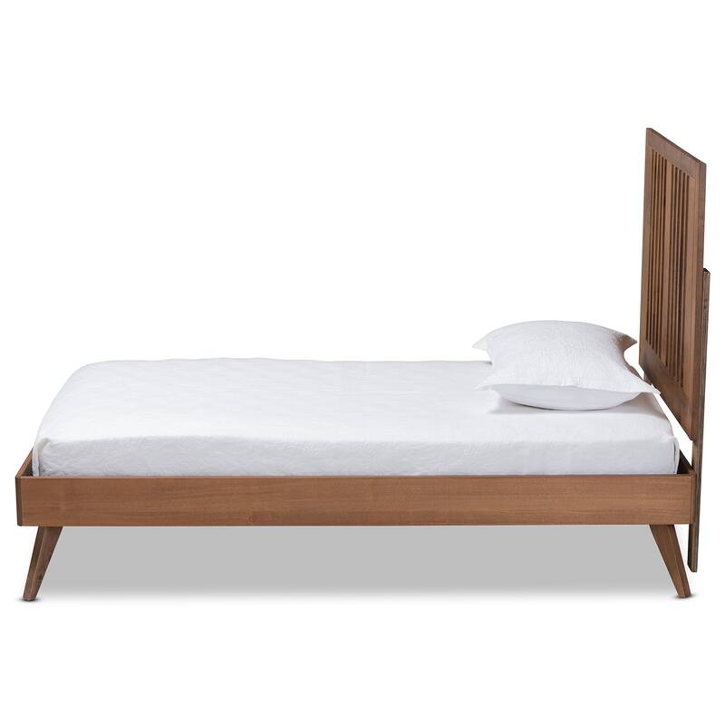 Takeo Transitional Ash Walnut Finished Wood Platform Bed