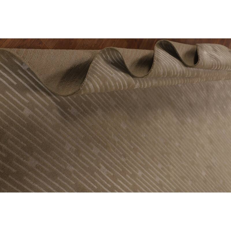 All-Over Striped Nepalese Area Rug Hand-Knotted Wool Carpet - 9'2" x 11'8"