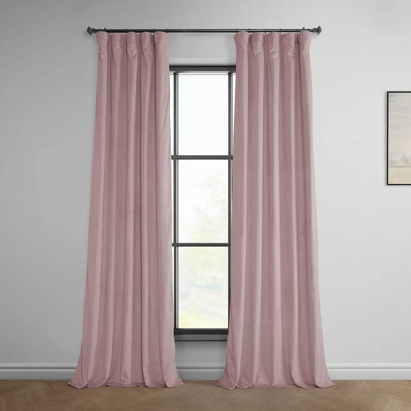Exclusive Fabrics Heritage Plush Velvet Room Darkening Curtains (1 Panel) Luxury Velvet Curtains for Bedroom & Living Room. - 50 X 108 - Ballet Pink