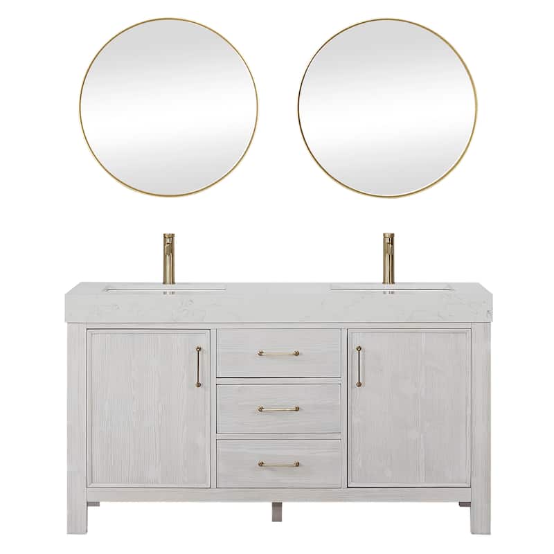 Leon 60 in. Double Bathroom Vanity with Composite Stone Top