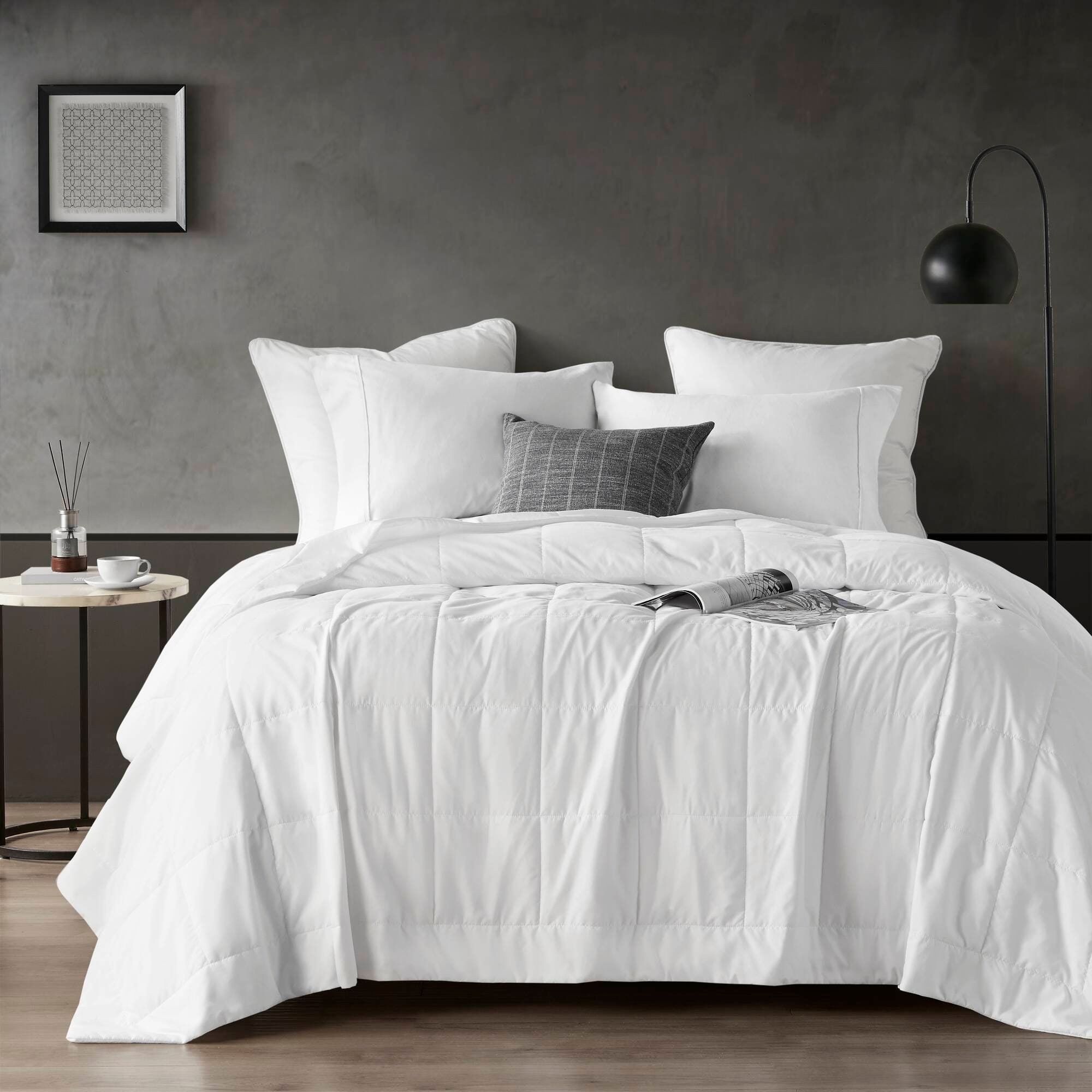 Sharper Image Cooling Touch White All Season Jersey Knit Ultra-Soft Down Alternative Blanket