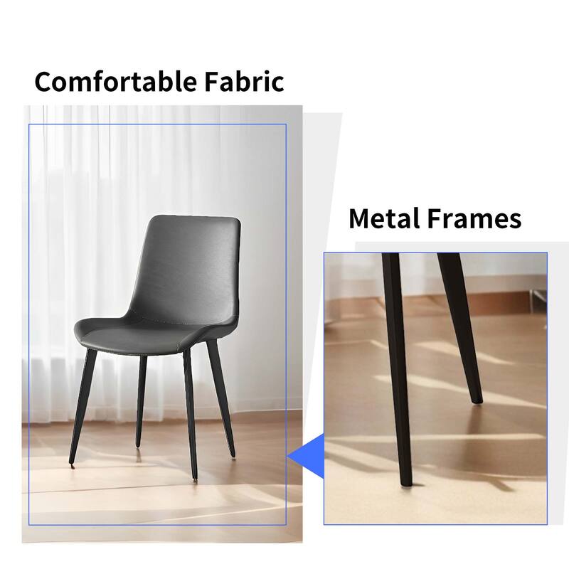 Dining Chair Set of 4, PU Kitchen Upholstered Chairs with Metal Leg