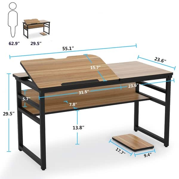 Shop Large Computer Desk With Storage Shelf Modern Writing Desk