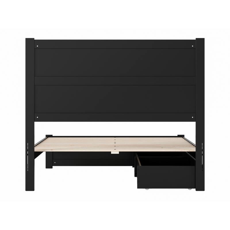 Aveline Wood Platform Bed with Matching Footboard & Storage Drawers