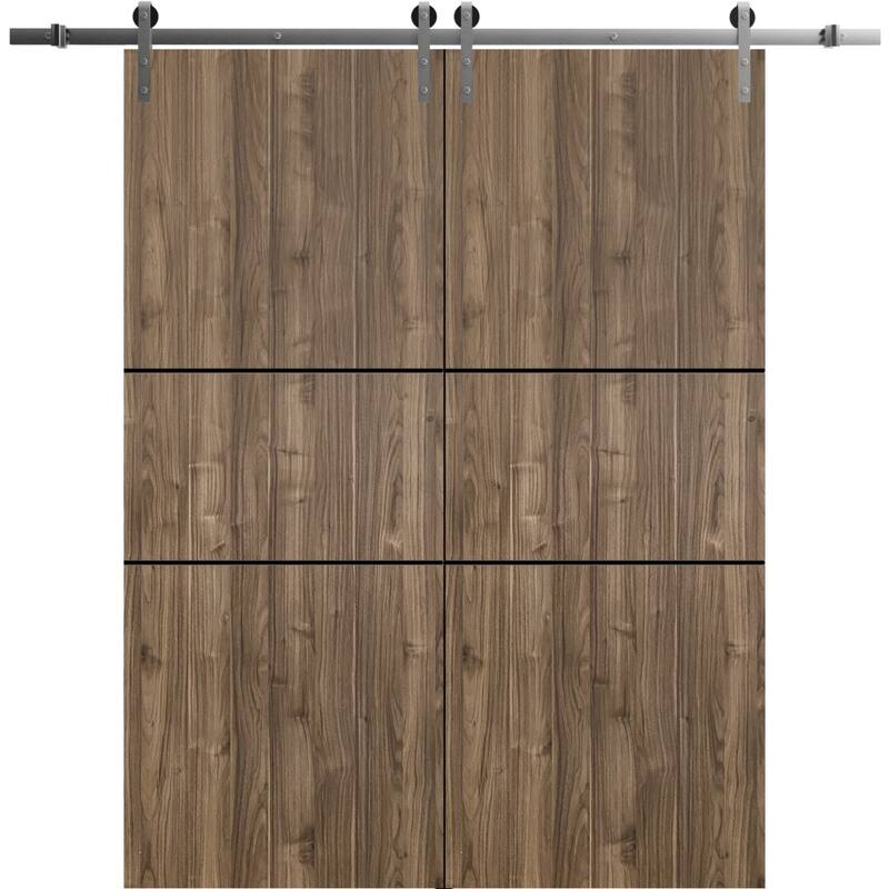 Sturdy Double Barn Door 36 x 80 with Planum 0014 Walnut with 13FT - 84" x 96" ( 2* 42x96)