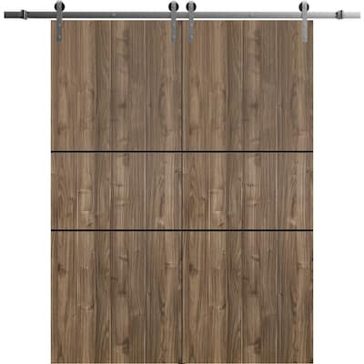 Sturdy Double Barn Door 36 x 80 with Planum 0014 Walnut with 13FT