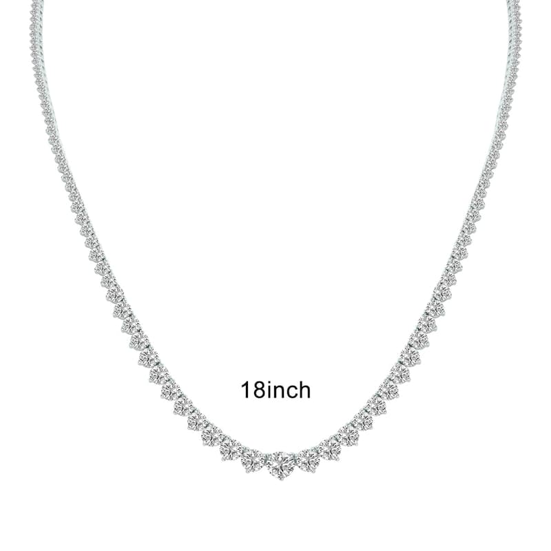 Marquee 10 Carat TW Graduated Lab Grown Diamond Tennis Necklace in 14K White Gold