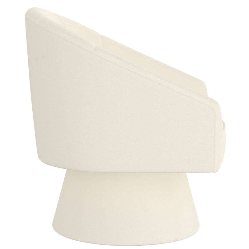 Modern Swivel Boucle Fabric Accent Chair - Ivory