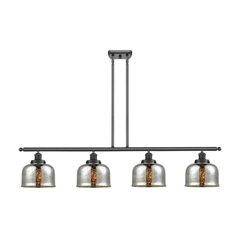Innovations Lighting 916-4I-10-48-L Bell Linear Bell 4 Light 48" Wide - Matte Black / Silver Plated Mercury