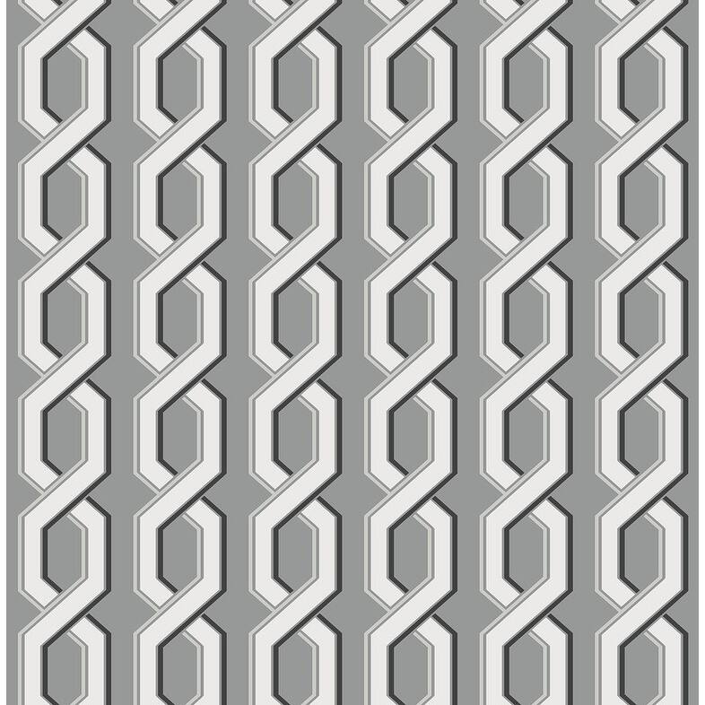 Brewster Twist Black Geometric Wallpaper - 20.5in x 396in x 0.025in