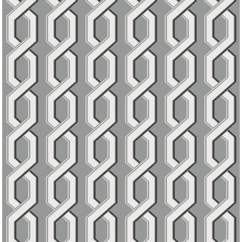 Brewster Twist Black Geometric Wallpaper - 20.5in x 396in x 0.025in