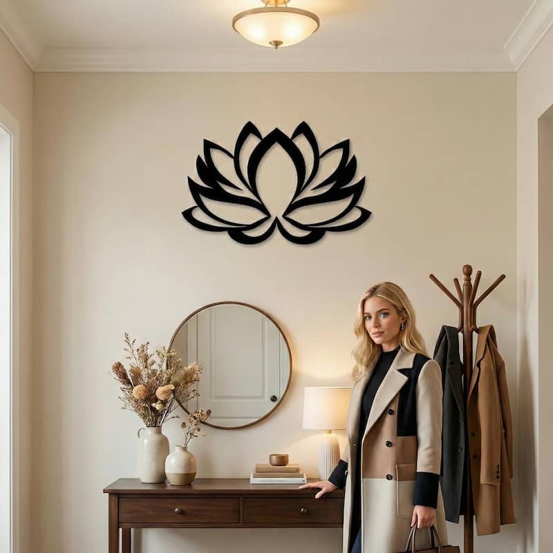 Lotus Flower Metal Wall Decor for Home and Outside - Wall-Mounted Geometric Wall Art Decor