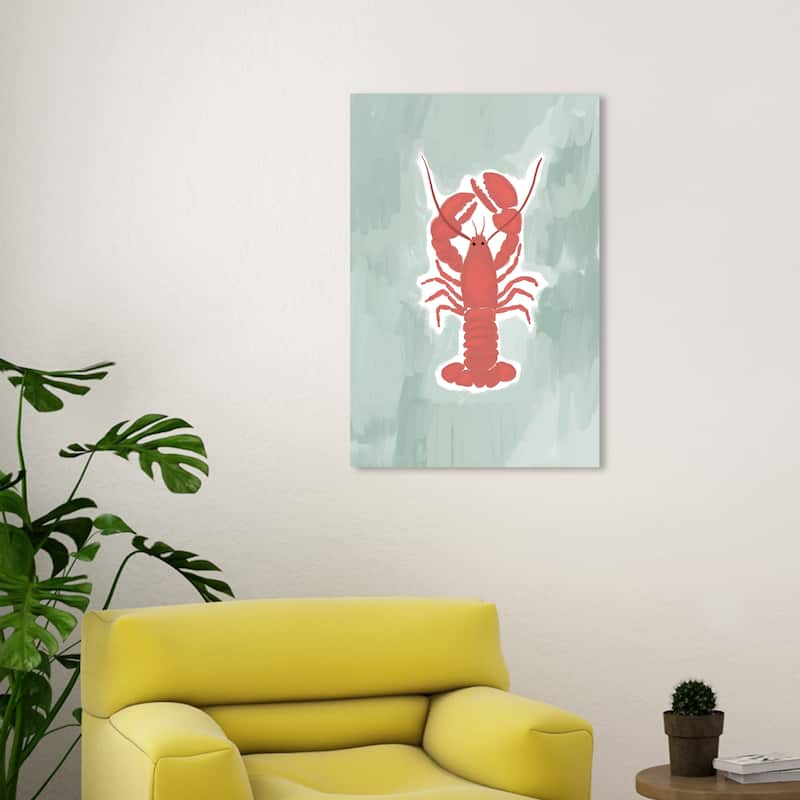 Wynwood Studio Canvas Animals Lobster Red and Pastel Red Modern & Contemporary Wall Art Canvas Print - 30 x 20