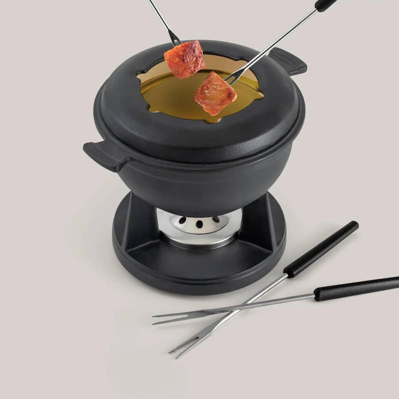 Swissmar Lucerne Black 3-in-1 Cast Iron Fondue Set Black
