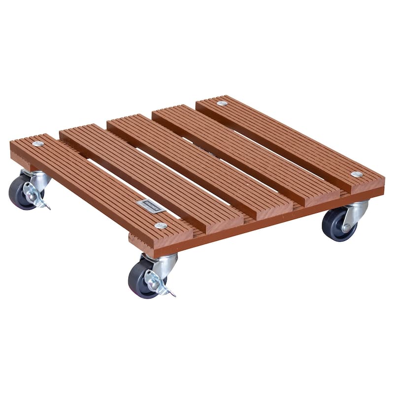 WAGNER design yourself 11.4" Square WPC Plant Caddy, Indoor/Outdoor, with Brakes - Terra Cotta